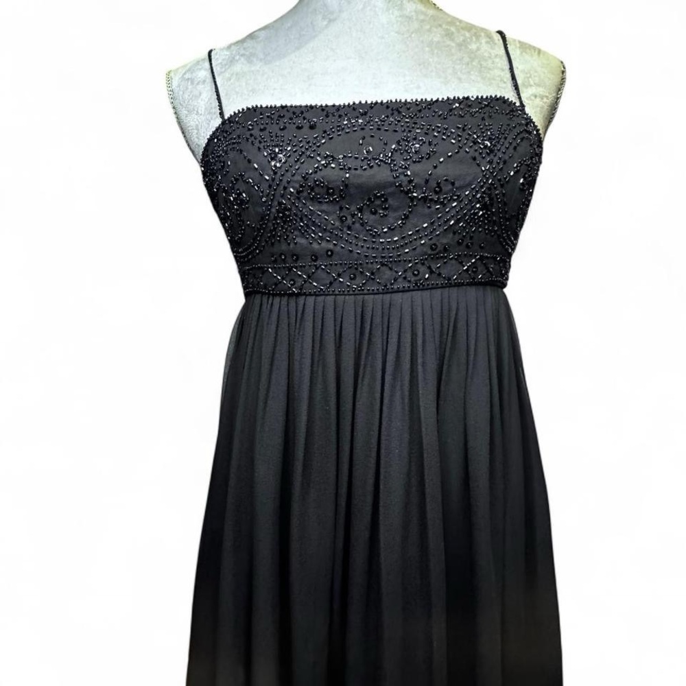 Anne Klein Black Silk Beaded Cocktail Dress - Size 4